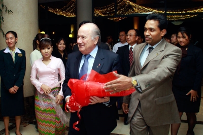 Saman Sarathchandra with FIFA President Joseph. S. Blatter